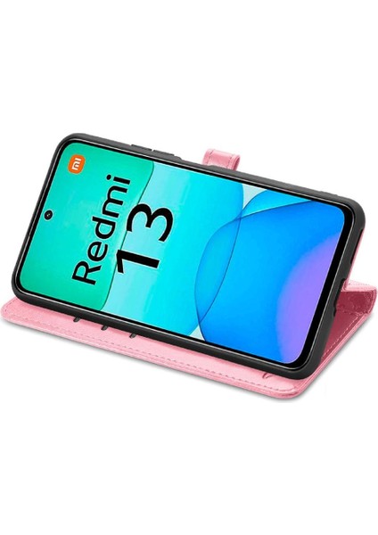 Xiaomi Redmi Için Flip Case 13 4g Deri Kılıf Kısa Kayış Karikatür Hayvanlar (Yurt Dışından)