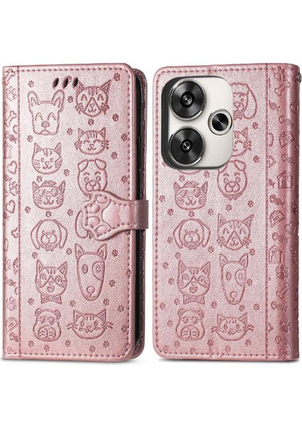 Xiaomi Poco F6 Darbeye Karikatür Hayvanlar Için Flip Case Kapak Kısa (Yurt Dışından)