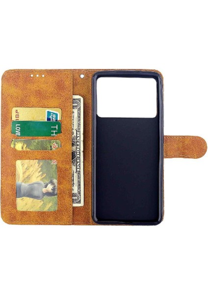 Xiaomi Poco X6 Pro Için Filp Durumda Tam Koruma Kartı Tutucu Kickstand Pu (Yurt Dışından)