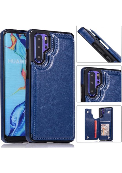 Huawei P30 Pro Kart Yuvaları Için Cüzdan Kılıf Kickstand Çift Manyetik Toka (Yurt Dışından)