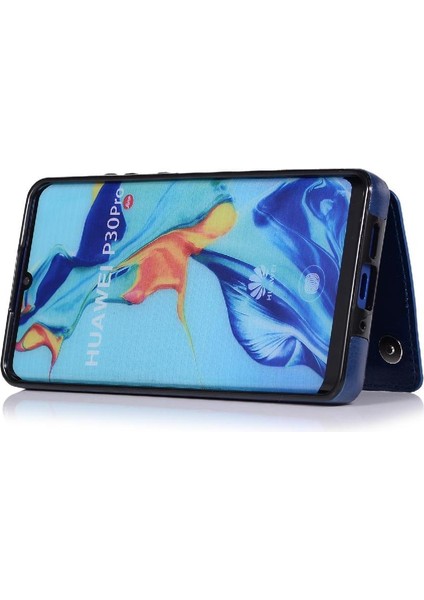 Huawei P30 Pro Kart Yuvaları Için Cüzdan Kılıf Kickstand Çift Manyetik Toka (Yurt Dışından)