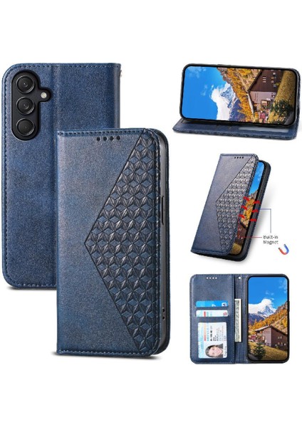 Samsung Galaxy M55 Günlük Kullanım Için Flip Case Standı Cüzdan El Kayışı Eşkenar Dörtgen (Yurt Dışından)