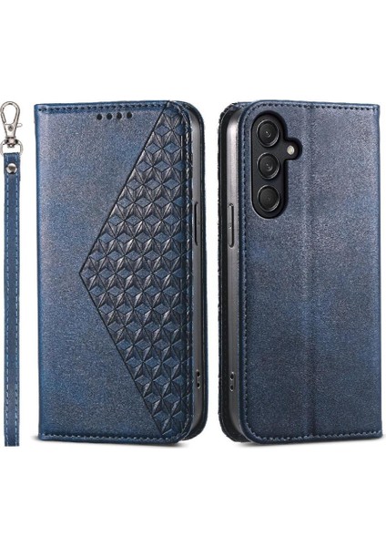 Samsung Galaxy M55 Günlük Kullanım Için Flip Case Standı Cüzdan El Kayışı Eşkenar Dörtgen (Yurt Dışından)