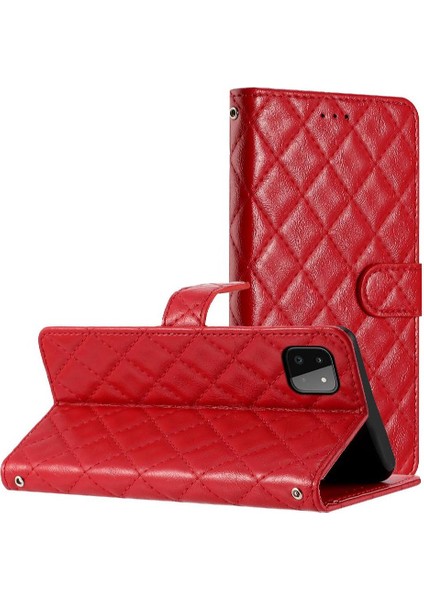 Samsung Galaxy A22 5g Kickstand Tpu Darbeye Manyetik Pu Için Flip Case (Yurt Dışından)