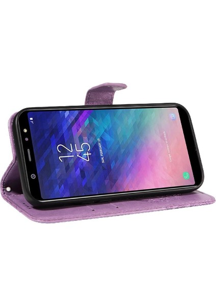 Samsung Galaxy A6 Artı Kredi Kartı Yuvası Kabartmalı Yüksek Flip Case (Yurt Dışından)