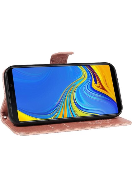 Samsung Galaxy A9 2018 Ayrılabilir El Kayışı Kabartmalı Yüksek Flip Case (Yurt Dışından)