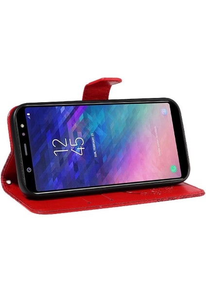 Samsung Galaxy A6 Artı Kredi Kartı Yuvası Kabartmalı Yüksek Flip Case (Yurt Dışından)