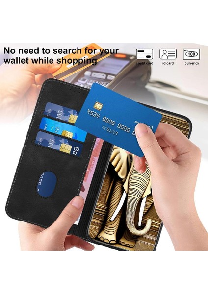 Xiaomi Poco F6 Için Flip Case Pu Deri Kapak Çevirin Geometrik Desen Kartı (Yurt Dışından)