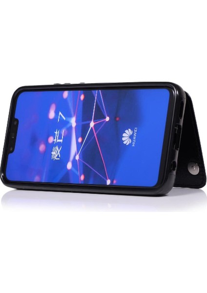 Cüzdan Kılıf Huawei Mate 20 Lite Için Kickstand Pu Deri Kart Yuvaları Çift (Yurt Dışından)