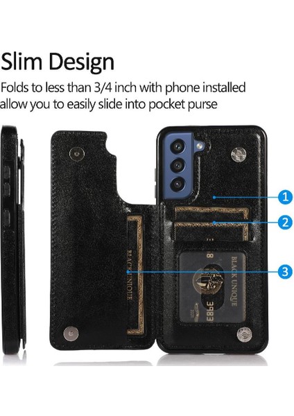 Samsung Galaxy S21 Fe Kart Yuvaları Için Cüzdan Durumda Çift Manyetik Toka Pu (Yurt Dışından) indirimleri