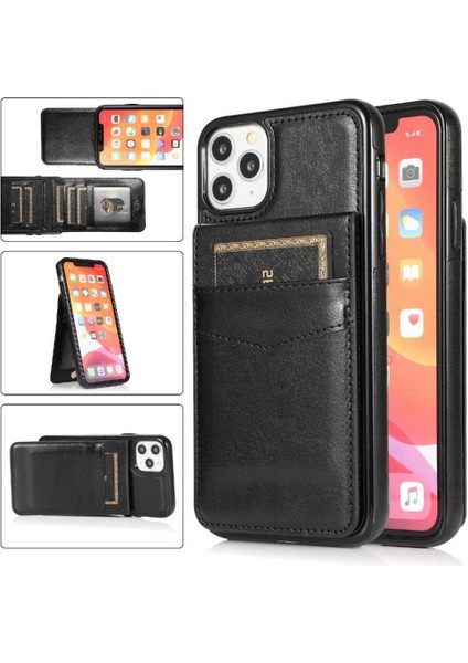 IPhone 11 Pro Max Kart Tutucu Kılıf Cüzdan Manyetik Toka ile Uyumlu (Yurt Dışından)