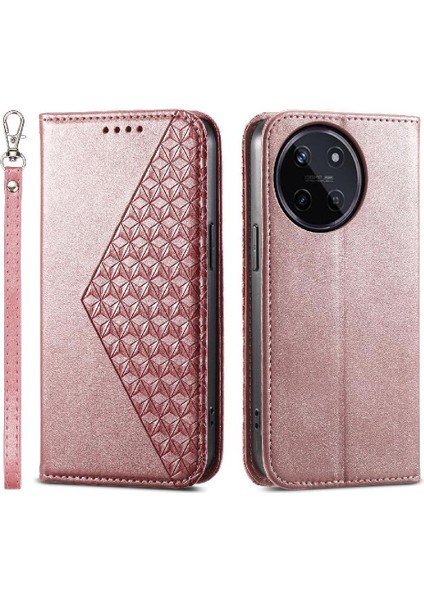 Realme 11 4g Standı Günlük Kullanım Için Flip Case El Kayışı Cüzdan Eşkenar Dörtgen Şekli (Yurt Dışından)