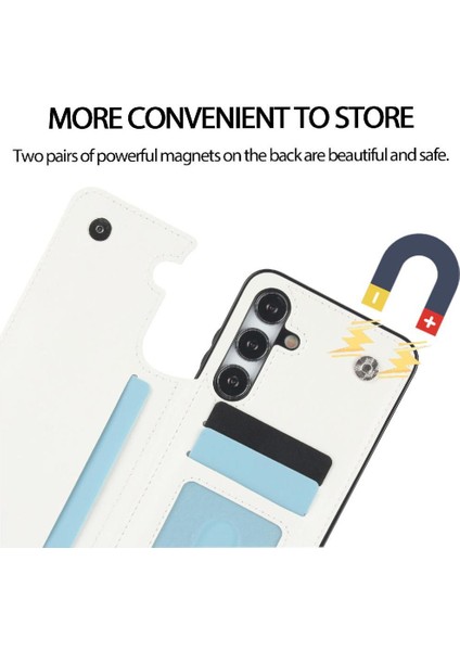 Kart Tutucu ile Samsung Galaxy S24 Çift Manyetik Toka Için Cüzdan Kılıf (Yurt Dışından) modelleri