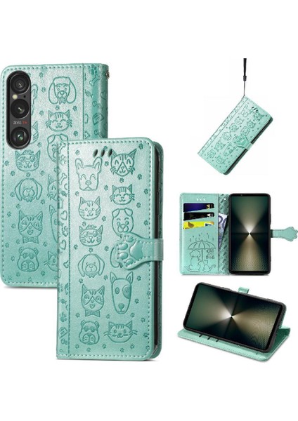 Sony Xperia 1 Vı Karikatür Hayvanlar Için Flip Case Deri Kılıf Kapak Çevirin (Yurt Dışından)