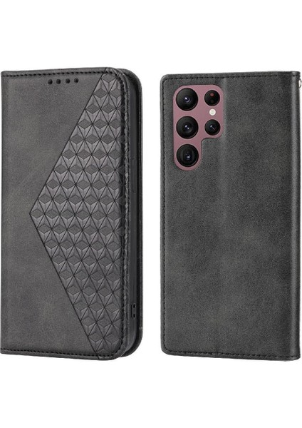 Samsung Galaxy S23 Ultra Cüzdan Için Flip Case El Kayışı Eşkenar Dörtgen Şekli Kullanımı (Yurt Dışından)