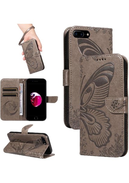IPhone 6 Için Flip Case Artı/6s Artı Kredi Kartı Yuvası ile Kabartmalı El (Yurt Dışından)
