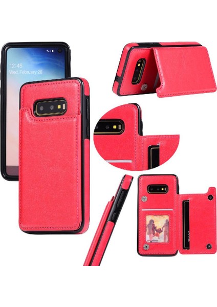 Kart Tutucu Çift ile Samsung Galaxy S10E Pu Deri Için Cüzdan Kılıf (Yurt Dışından)