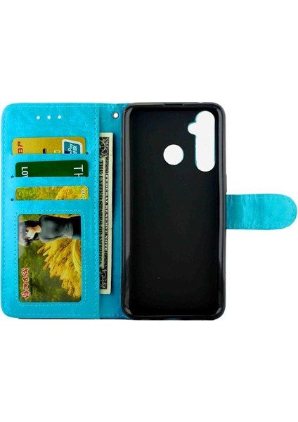 Realme 5 Pro Manyetik Kapatma Pu Deri Darbeye Dayanıklı Kart Için Flip Case (Yurt Dışından)