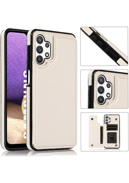 Kart Pu ile Samsung Galaxy A32 5g Çift Manyetik Toka Için Cüzdan Kılıf (Yurt Dışından)
