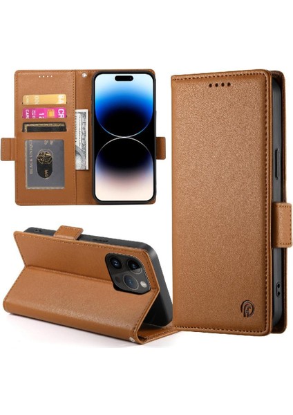 IPhone 14 Pro Günlük Kullanım Için Flip Case Kart Yuvaları Cüzdan Çevirme Iş (Yurt Dışından)