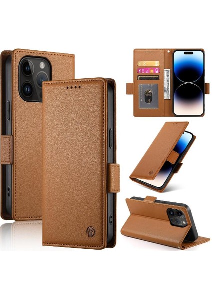 IPhone 14 Pro Günlük Kullanım Için Flip Case Kart Yuvaları Cüzdan Çevirme Iş (Yurt Dışından)