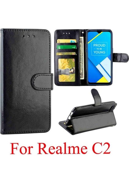 Realme C2 Kickstand Darbeye Pu Deri Kart Tutucu Için Flip Case (Yurt Dışından) indirimleri