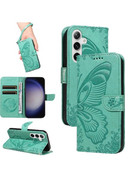 Samsung Galaxy S24 Artı Yüksek Kaliteli Deri ile Kabartmalı Flip Case (Yurt Dışından)