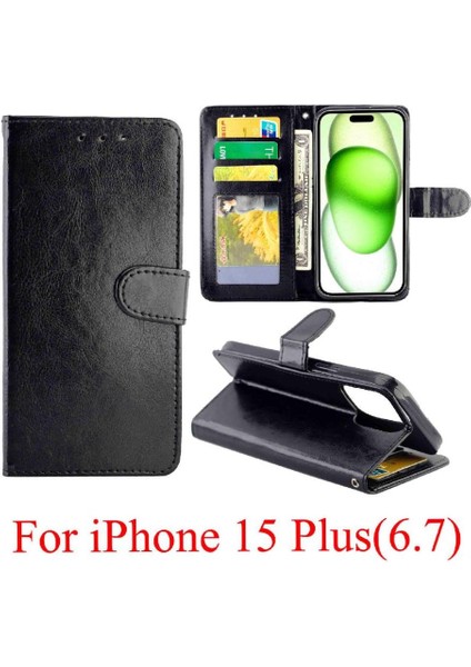 IPhone 15 Için Flip Case Artı Manyetik Kapatma Darbeye Kickstand Kart (Yurt Dışından)