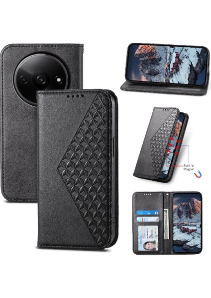 Xiaomi Redmi A3 Günlük Kullanım Için Flip Case Standı Cüzdan Eşkenar Dörtgen Şekli El (Yurt Dışından)
