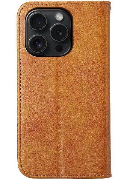 IPhone 15 Için Flip Case Pro El Kayışı Günlük Kullanım Eşkenar Dörtgen Şekli Standı Cüzdan (Yurt Dışından)