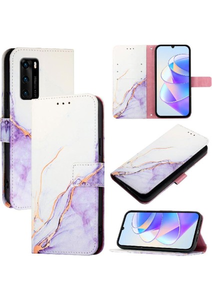 Colorful Shop Huawei P40 Cüzdan Pu Deri Kickstand Mermer Desen (Yurt Dışından)