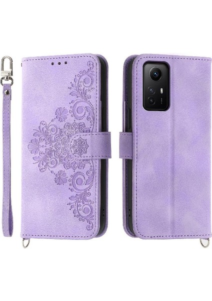 Xiaomi Redmi Not 12S Için Flip Case Darbeye Kabartmalı Bileklik Çoklu (Yurt Dışından)