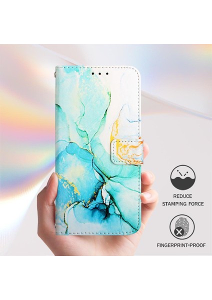 Samsung Galaxy A8 2018 Mermer Desen Cüzdan Kickstand Pu Deri (Yurt Dışından)