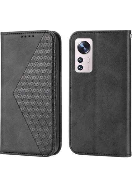 Xiaomi 12 Pro Cüzdan Günlük Kullanım Için Flip Case Eşkenar Dörtgen Şekli El Kayışı Standı (Yurt Dışından)