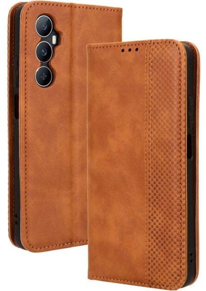 Realme C65 4g Manyetik Kapatma Pu Deri Cüzdan Için Kılıf (Yurt Dışından)