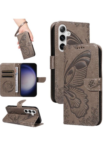 Samsung Galaxy S24 Artı Yüksek Kaliteli Deri ile Kabartmalı Flip Case (Yurt Dışından)