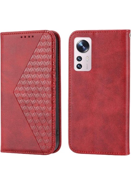 Colorful Shop Xiaomi 12 Pro Cüzdan Günlük Kullanım Için Flip Case Eşkenar Dörtgen Şekli El Kayışı Standı (Yurt Dışından)