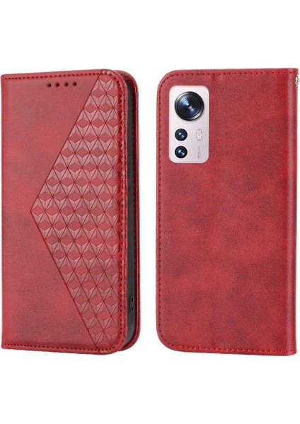 Xiaomi 12 Için Flip Case El Kayışı Günlük Kullanım Eşkenar Dörtgen Şekli Cüzdan Standı (Yurt Dışından)