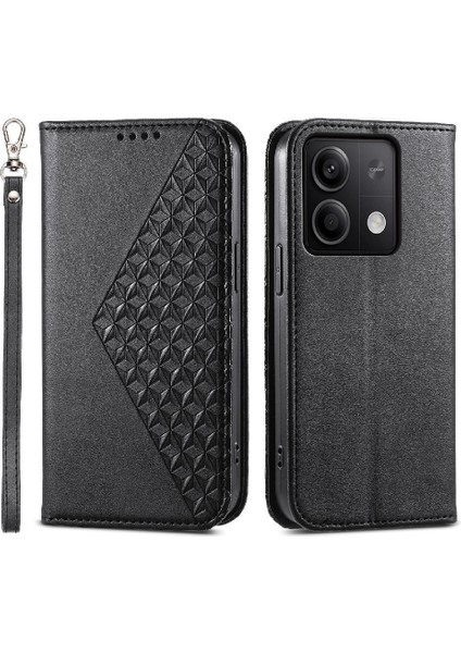 Xiaomi Redmi Not 13 Için Flip Case 5g Standı Cüzdan Günlük Kullanım Eşkenar Dörtgen Şekli (Yurt Dışından)