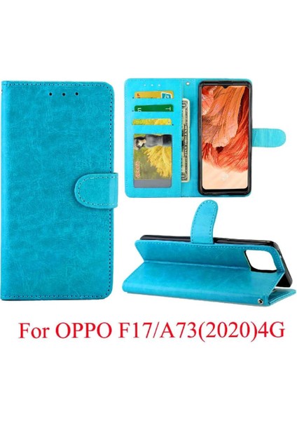 Oppo F17/OPPO A73 Kickstand Darbeye Pu Deri Kart Için Flip Case (Yurt Dışından)