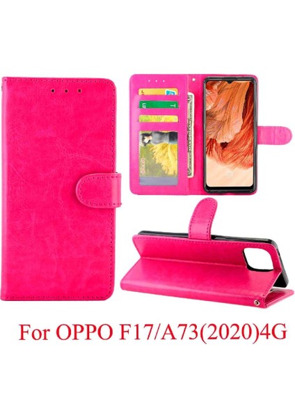 Oppo F17/OPPO A73 Kickstand Darbeye Pu Deri Kart Için Flip Case (Yurt Dışından)