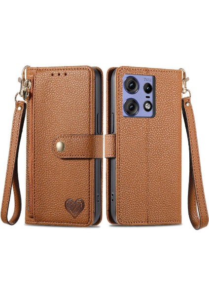 Motorola Kenar 50 Pro Aşk Deri Kılıf Cüzdan Fermuar Için Flip Case (Yurt Dışından)