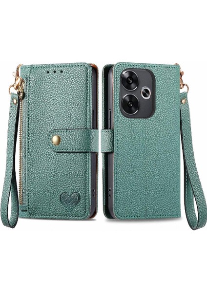 Xiaomi Poco F6 Cüzdan Fermuar Aşk Için Flip Case Darbeye Deri Kılıf (Yurt Dışından)