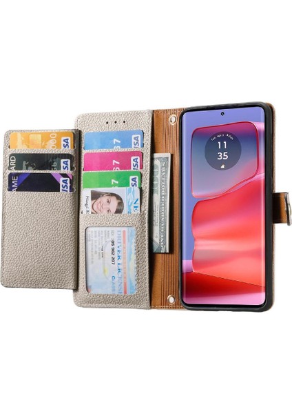 Motorola Kenar 50 Pro Aşk Deri Kılıf Cüzdan Fermuar Için Flip Case (Yurt Dışından)