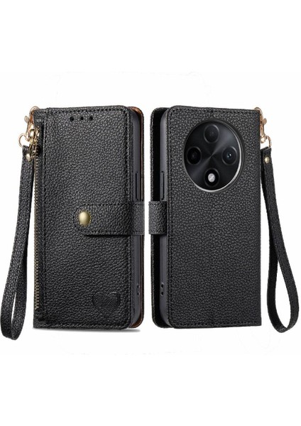 Oppo A3 Pro Için Flip Case Darbeye Cüzdan Deri Kılıf Fermuar Aşk (Yurt Dışından)