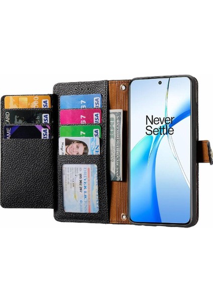 Oneplus Nord Ce4 Deri Kılıf Için Flip Case Darbeye Aşk Fermuar Cüzdan (Yurt Dışından)