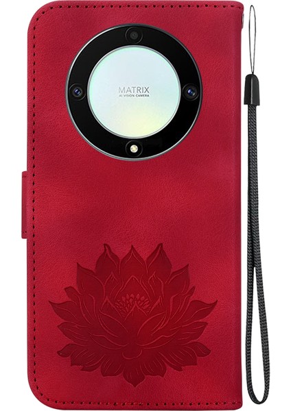 Honor X9A Için Lotus Kabartmalı Deri Kılıf (Yurt Dışından)