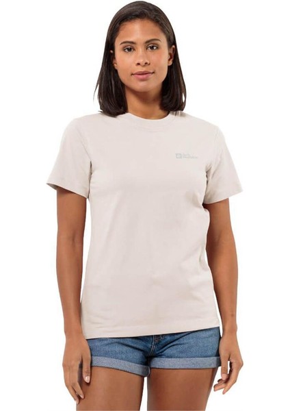 Jack Wolfskin Essential T W Kadın Ekru T-Shirt