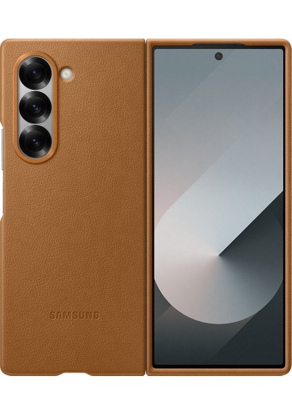 Galaxy Fold6 Vegan Deri Kılıf - Taba