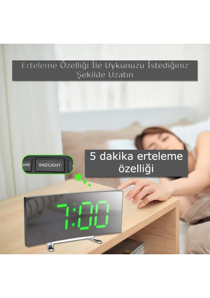 Oval Dijital Masa Saati Alarm Termometre Zaman